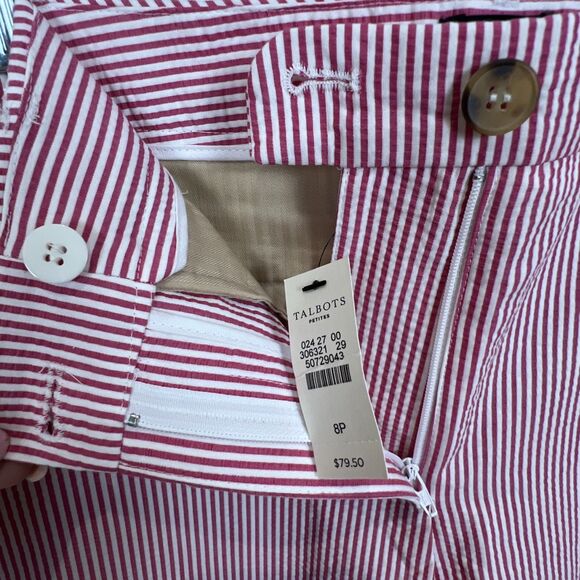 NWT Talbots Women's Perfect Skimmer Pedal Pusher Seersucker Pinstripe Pant Sz 8P - Picture 12 of 16
